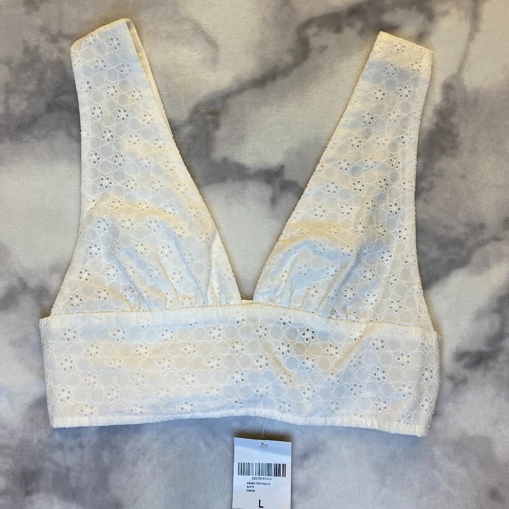 F21 white eyelet bra crop top
